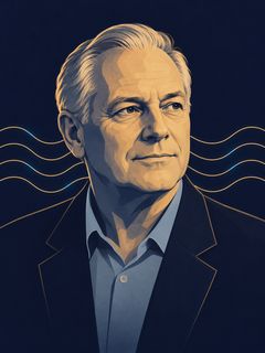 AI-generated illustrative portrait representing Robert A. Monroe; not a photograph